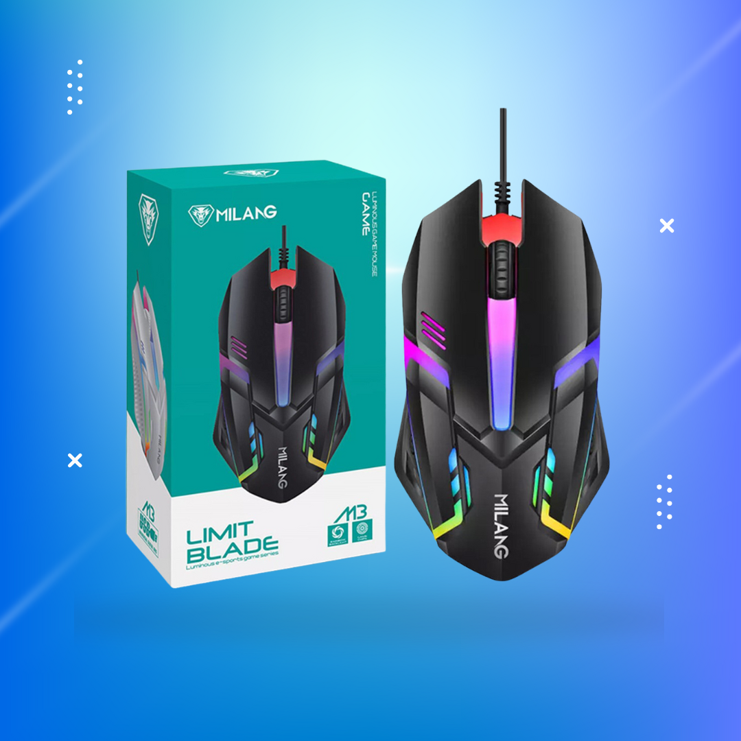 MILANG M3 RGB Black Gaming Mouse 1000 DPI USB Luminous E-Sports Mouse